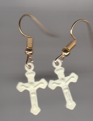 GP ENAMEL WHITE CROSS EARRINGS (PLEASE READ DESCRIPTION)