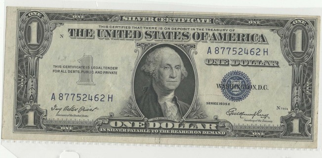 One Dollar Silver Certificate, 1935E