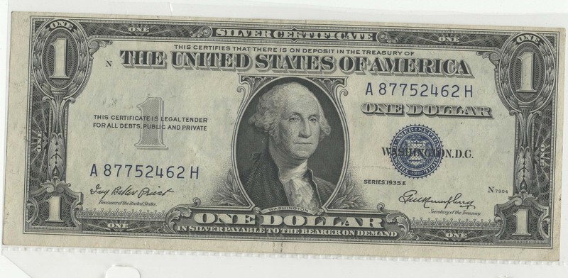 Free: One Dollar Silver Certificate 1935E Coins Listia com Free: One Dollar Silver Certificate 1935E Coins Listia com