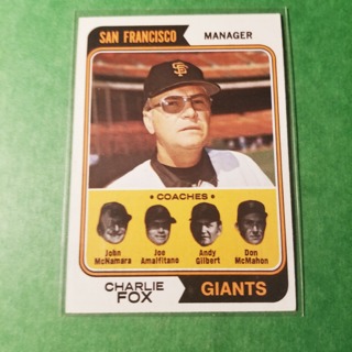 1974 TOPPS BASEBALL SET BREAK 78 CHARLIE FOX MGR. GIANTS