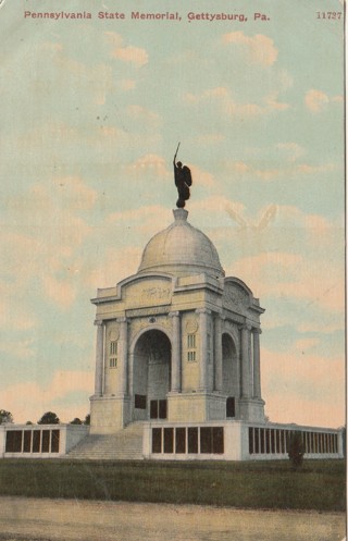 Vintage Used Postcard: g: 1911 Pennsylvania State Memorial, Gettysburg, PA