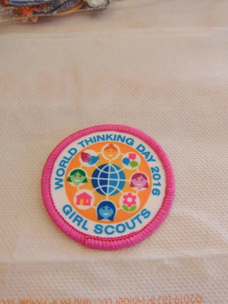 World Thinking Day ROUND Pink Iron-on Patch