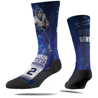New Carson Wentz Indianapolis Colts Strideline Youth Galaxy Crew Socks Sz XS