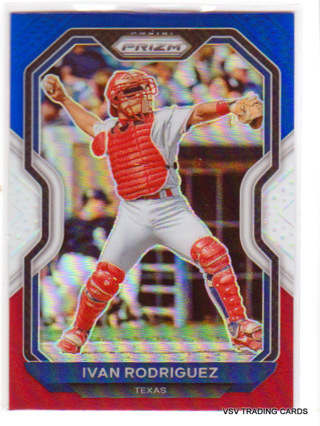 Ivan Rodriguez. 2021 Panini Prizm Red, White and Red Card #2, Texas Rangers