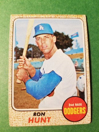 1968 - TOPPS EXMT - NRMT BASEBALL - CARD NO. 15 - RON HUNT - DODGERS