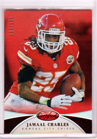 Jamaal Charles, 2013 Panini Certified Card #64, Kansas City Chiefs, 105/250, (L2