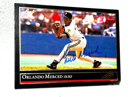 Autographed 1992 Leaf Black Gold Baseball #363 Orlando Merced - Pittsburgh Pirates