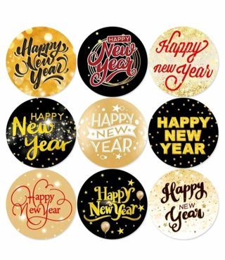 ⭐NEW⭐(9) 1.5" HAPPY NEW YEAR'S stickers BNWOT.