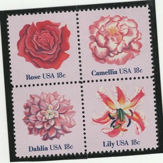 1981, 4 Flowers of America Stamps.