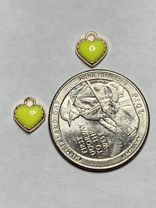 ♥♥MINI COLORED HEART CHARMS~#2~YELLOW~FREE SHIPPING♥♥