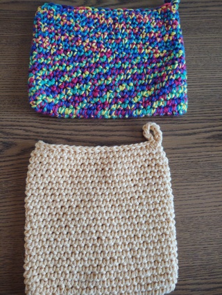 2 Hand Crocheted Cotton Double Thickness Potholders 