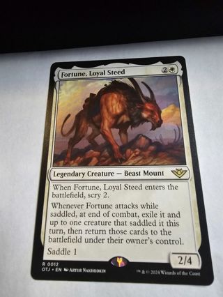 Magic the gathering mtg Fortune Loyal Steed rare card Outlaws Thunder Junction