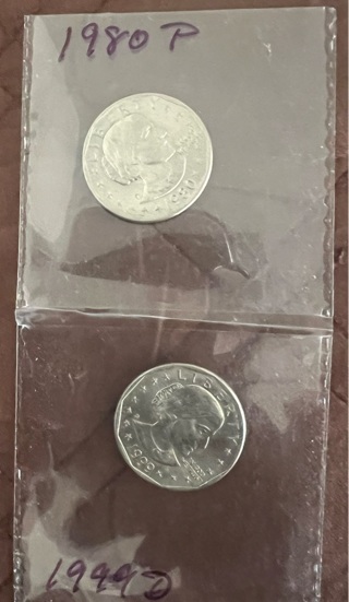 1980 P & 1999 D Susan B. Anthony Dollars - Uncirculated 