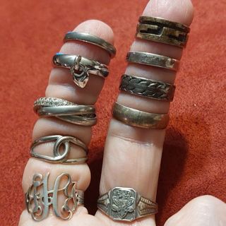 10 sterling silver ring lot variety