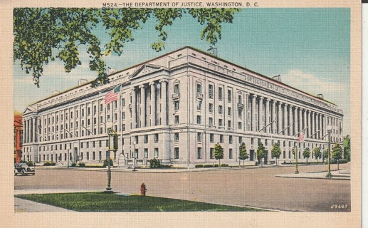 Vintage Used Postcard: r: 1938 Department of Justice, Washington DC