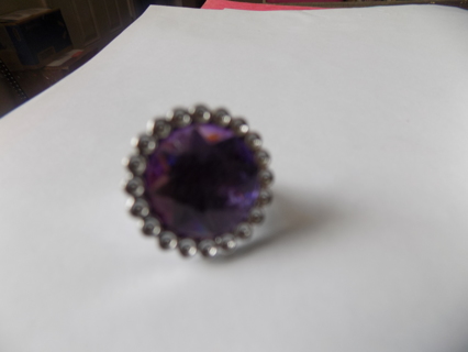 Childs ring large purple round jewel