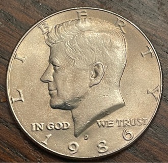 1986 D Kennedy Half Dollar Brilliant Uncirculated 