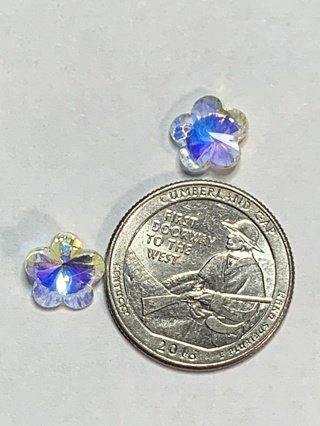 AB CRYSTAL CHARMS~#18~PLUM BLOSSOM~SET OF 2 CHARMS~FREE SHIPPING!