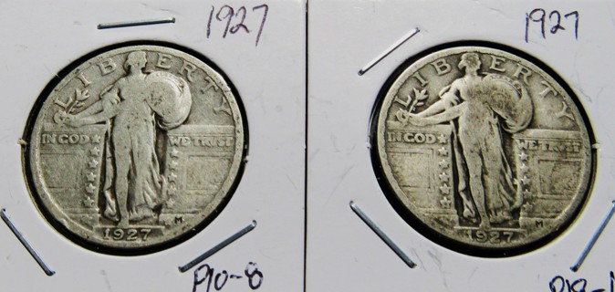 ★TWO 1927 STANDING LIBERTY QUARTES VG-F★ **90% SILVER**