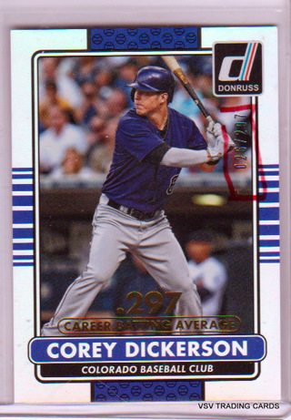 Corey Dickerson, 2015 Panini Donruss Card #82, Colorado Rockies, 026/297, (EL4)