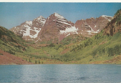 Vintage Unused Postcard: o: Maroon Lake & Maroon Bells, CO