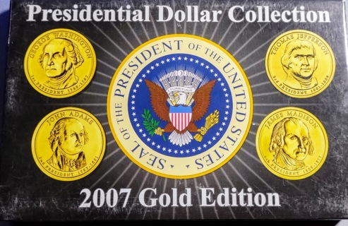 PRESIDENTIAL DOLLAR COLLECTION 2007 GOLD EDITION UNCIRCULATED JUST FANTASTIC GRAB THESE BEAUTIES.