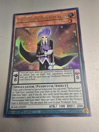 Yugioh Performapal Odd Eyes Valet holo card BLMR-EN029