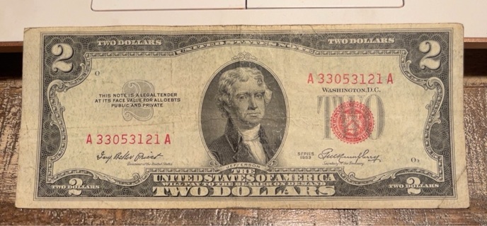 Vintage Series 1953 Red Seal Two Dollar Bill