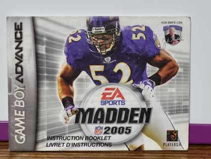 GB Advance Madden 2005 game booklet