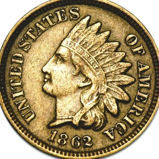 1862 Indian Head Cent, Used, Bold Date, Proud Coin, Insured, Genuine, Refundable. 