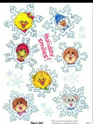 1 Vintage Suzy's Zoo Holiday Smiles #9875 Sticker Sheet