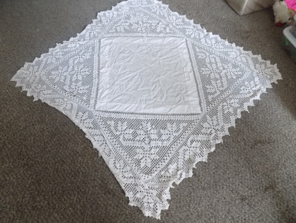 Crocheted 48 inch square tablecloth