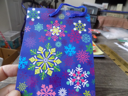 Small blue assorted color snowflakes gift bag 5 1/2 x4 1/2