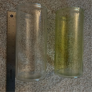 2 Glass Vases/Bottles - no top