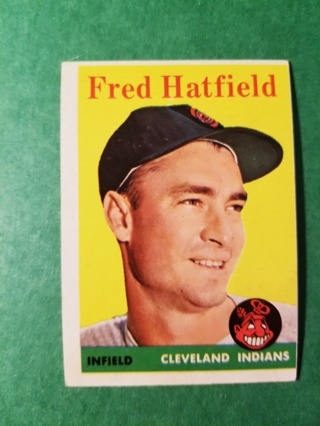  1958 - TOPPS NRMT MINT BASEBALL - CARD NO. 339 - FRED HATFIELD - INDIANS