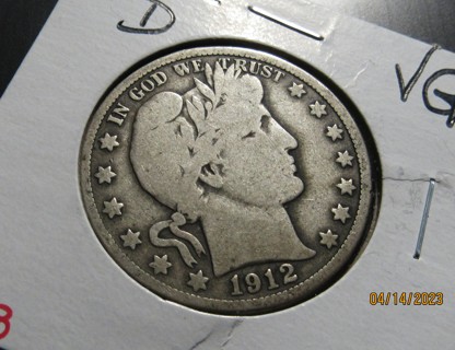 ★★ 1912-D BARBER HALF DOLLAR VG ★★ **90% SILVER**