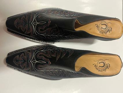 LUCCHESE CHARLIE 1 HORSE WOMEN'S LEATHER SLIP ON WESTERN SHOES, SIZE 6 1/2 B