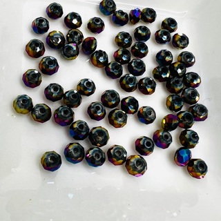 Rainbow Metallic AB Rondelle Faceted Glass Beads 