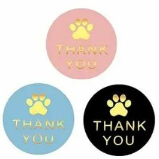 ⭐NEW⭐(3) PAWS GOLD FOIL 'THANK YOU' stickers BNWOT.