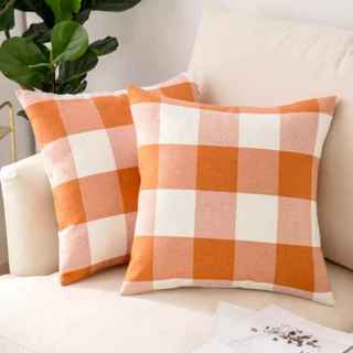 2 Fall Farmhouse Plaid Throw Pillow Covers