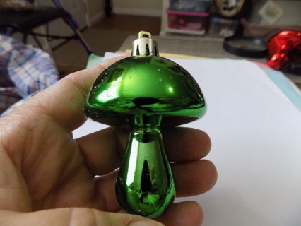 Vintage acrylic green mushroom ornament