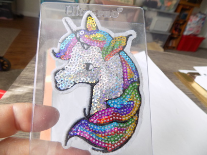 4 inch NEW Metallic colorful unicorn iron on patch