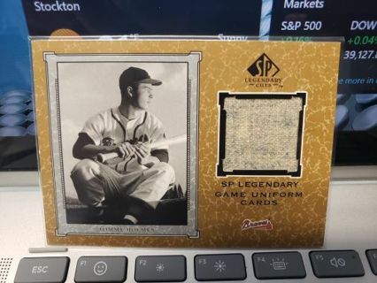 2001 SP Authentic game relic Tommy Holmes, Milwaukee Braves