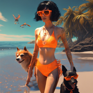 Listia Digital Collectible: Angel & Her Dogs At The Beach
