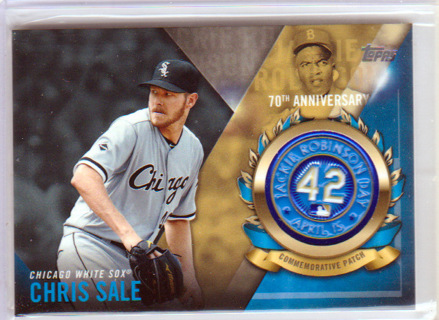 Chris Sale, 2017 Topps Jackie Robinson Logo Patch Card #JRPC-CSA, Chicago White Sox, (L3)