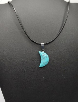 New Solid Natural Howlite Moon Necklace