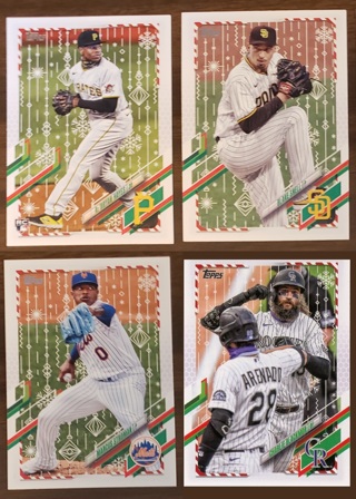 2021 Topps Holiday 4 different Cards - Stroman Snell Blackmon Hayes RC