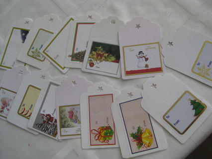 Hand crafted Christmas theme gift tags, 24 tags, 2.75"x1.75"