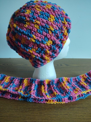 Hand Crocheted Hat and Infinity Scarf Set