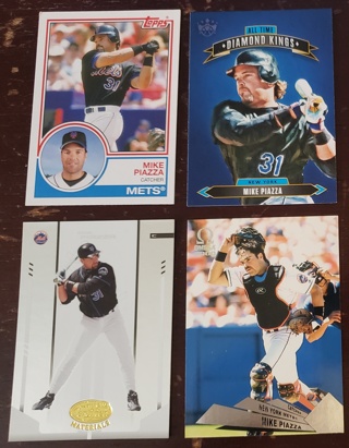 Mike Piazza 9 different Cards - New York Mets Los Angeles Dodgers - All Listed